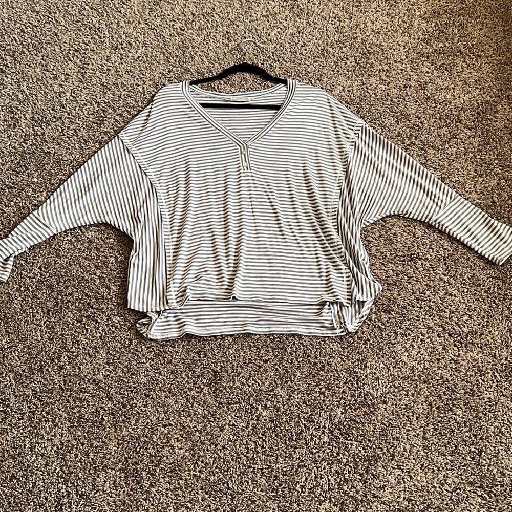 Million, small loose fit tan and white striped blouse